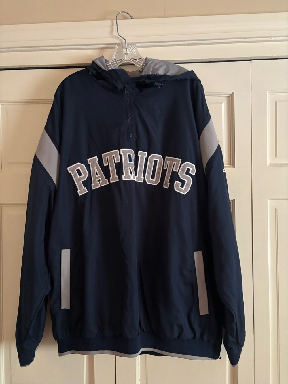 NFL Navy and Gray Patriots Pullover Windbreaker